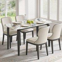 EONLION Dining Table Kitchen Table with Sintered Stone Tabletop in White | Size: 100 cm