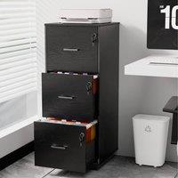 EONLION Black 3 Drawers Lockable File Cabinet | Size: 100 cm