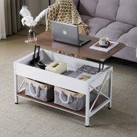 EONLION Lift Top Coffee Table for Living Room, Small Coffee Table in Brown | Size: 100 cm