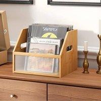 Kelvenix Bamboo & Acrylic CD DVD Storage Box Organizer in Brown