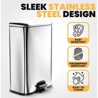 Kelvenix Large Kitchen Bin 50L With Soft Close - 70cm High in Silver | Size: 0.6m2