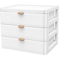 Kelvenix Desktop Storage Box Desk 3-layer Jewelry Box in White