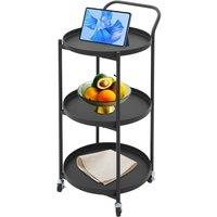 Kelvenix 46*40*78cm Rolling Bar Cart coffee table cart 3-tier Rolling in Black | Size: 0.6m2