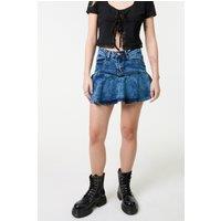 Pink Vanilla Women's Light Blue Flippy Denim Mini Skirt With Shorts | Size: 14