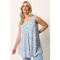 Yours Women's Ditsy Floral Pleat Front Vest in White | Size: 20