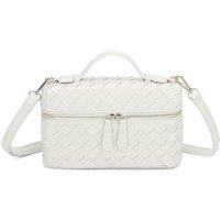 Fontanella Fashion Women's Artisan Woven PU Leather Top-Handle Crossbody Bag in White