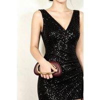 Fontanella Fashion Women's Odette Small PU Leather Handle Clutch Bag in Burgundy