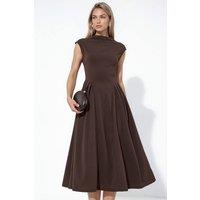Busem Women's Textured Paneled Midi Dress in Brown | Size: Medium