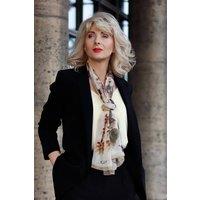 Elizabetta Boutique Women's Botanica - Long Silk Scarf in Beige