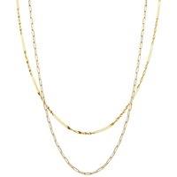 Spero London Women's Semi Twisted & Paperclip Chain Sterling Silver Layering Necklace Set in Gold