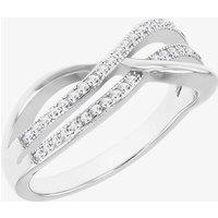 T.H.Baker Women's Silver Cubic Zirconia Double Crossover Ring 8.84.8809 Q