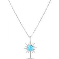 Spero London Women's Blue Opal Northernstar Sterling Silver Pendant Necklace