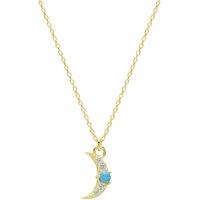 Spero London Women's Crescent New Moon Blue Opal Sterling Silver Necklace in Gold | Size: 7.5 inches