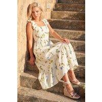 Roman Women's Petite Floral Tiered Maxi Dress in White | Size: 14