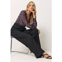 Long Tall Sally Women's Tall Sequin Embellished Wide Leg Jumpsuit in Black | Size: 22-24
