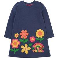 Frugi Girl's Kari Dress in Blue | Size: 1-2 Years