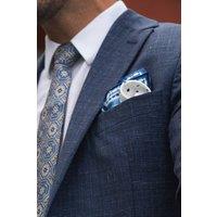 Elizabetta Boutique Men's Pois - Silk Pocket Square in Blue
