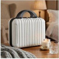 Living and Home 14-Inch Portable Hard Shell Travel Makeup Case with Elastic Strap in White