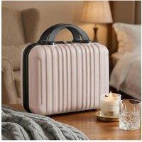 Living and Home 14-Inch Portable Hard Shell Travel Makeup Case with Elastic Strap in Pink