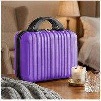 Living and Home 14-Inch Portable Hard Shell Travel Makeup Case with Elastic Strap in Purple