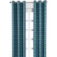 Homescapes Black Watch Tartan Ready Made Eyelet Curtain Pair in Green | Size: 140 cm width x 229 cm drop