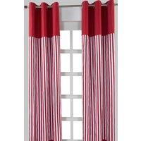 Homescapes Thick Red Stripe Ready Made Eyelet Curtain Pair | Size: 117 cm width x 137 cm drop