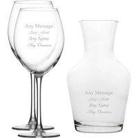 Uniqueful Personalised Engraved Set of 2 Enoteca Wine Glass 500ml Vin Carafe Set in Clear