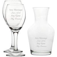 Uniqueful Personalised Set of 2 Wine Glasses & 500ml Vin Carafe Set in Clear