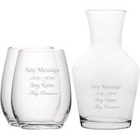 Uniqueful Personalised Set of 2 Stemless Wine Glasses 500ml Vin Carafe Set in Clear
