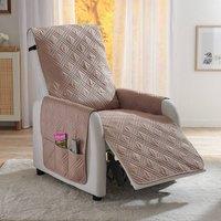 Coopers of Stortford Quilted Recliner Cover With Side Pockets & Straps in Beige