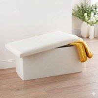 HOME LUXE INTERIOR Luxury Cream Boucle Storage Ottoman - Stylish Bedroom & Lounge Seat