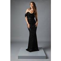 Coast Women's Sequin Cowl Neck Maxi Dress in Black | Size: 14