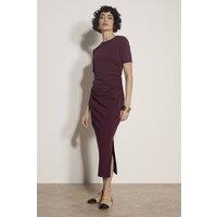 Apricot Women's Cotton Blend Ruched T-Shirt Maxi Dress in Burgundy | Size: 12