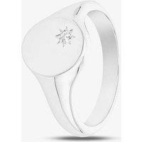 T.H.Baker Women's Sterling Silver Crystal Signet Ring | Size: Small