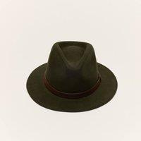 Liquorish Women's Wool Felt Fedora Hat with Leather Band in Khaki | Size: XS