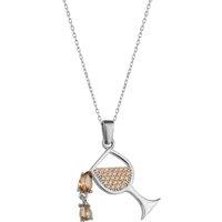 Spero London Women's White Wine Glass Sterling Silver Necklace