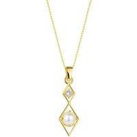 Spero London Women's Sterling Silver Rhombus 3D Pearl Necklace in Gold