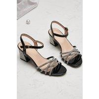 Femme Luxe Women's Diamant Strappy Block Heel Sandals in Black | Size: 5