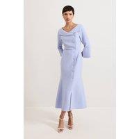 Phase Eight Women's Sienna Asymmetric Collar Midi Tux Dress in Baby Blue | Size: 10