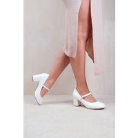 Where's That From Women's 'Araceli' Wide Fit Block Heel Mary Jane Pumps in White | Size: 8-Wide Fit