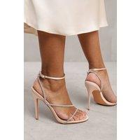 Where's That From Women's 'Zaneen' Stiletto High Heel With Diamante Detailed Strap in Light Beige | Size: 4