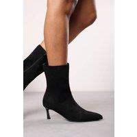Where's That From Women's 'Aubrey' Suede Pointed Toe Ankle Low Heel Boot in Black | Size: 6