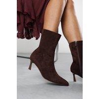 Where's That From Women's 'Aubrey' Suede Pointed Toe Ankle Low Heel Boot in Dark Brown | Size: 4