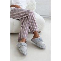 Where's That From Women's 'Xandra' Suede Mule Slippers With Cosy Faux Fur Trim in Grey | Size: 6