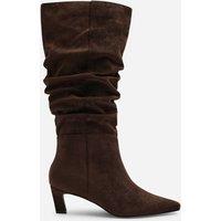 Where's That From Women's Kensley Ruched Slouch Knee High Snipped Toe Boot in Dark Brown | Size: 8
