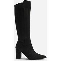 Where's That From Women's Georgina Stretch Suede Knee High Pointed Boots in Black | Size: 7