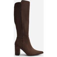 Where's That From Women's Georgina Stretch Suede Knee High Pointed Boots in Dark Brown | Size: 6
