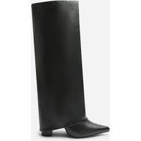 Where's That From Women's Makenzie Fold Down Knee High Heeled Shark Boots in Black | Size: 7
