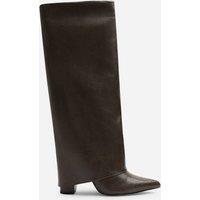 Where's That From Women's Makenzie Fold Down Knee High Heeled Shark Boots in Brown | Size: 5