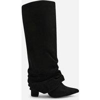 Where's That From Women's Galilea Ruched Fold Down Knee High Heeled Shark Boots in Black | Size: 8